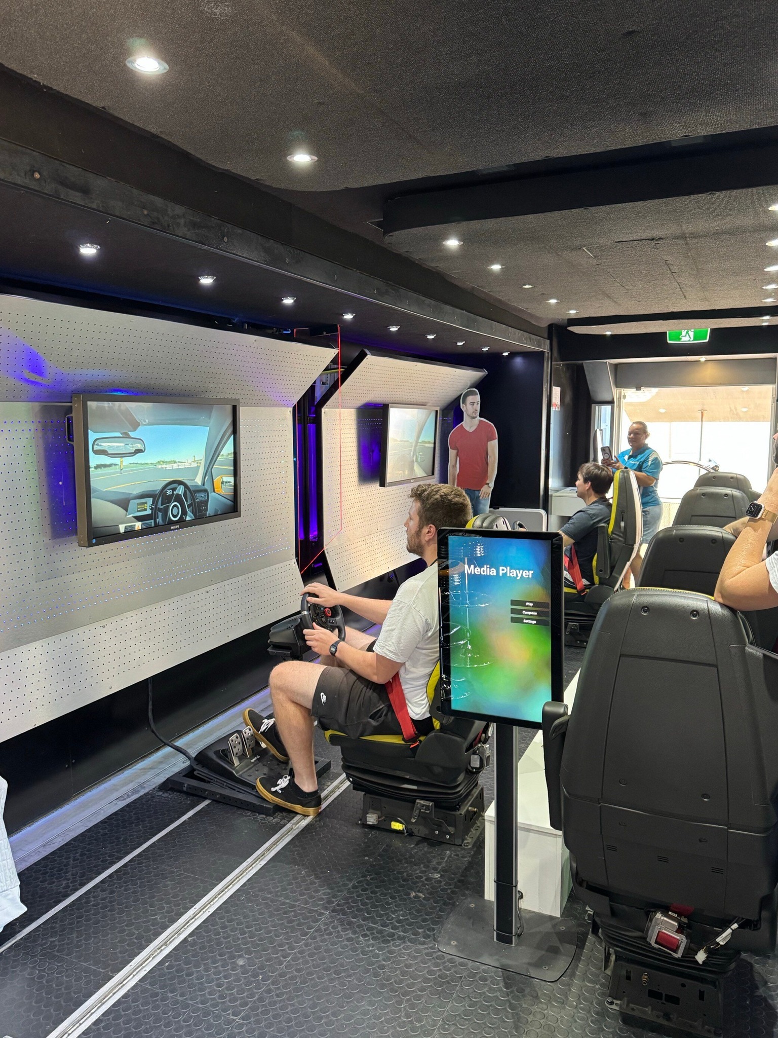Young person using the Steering the Future simulator