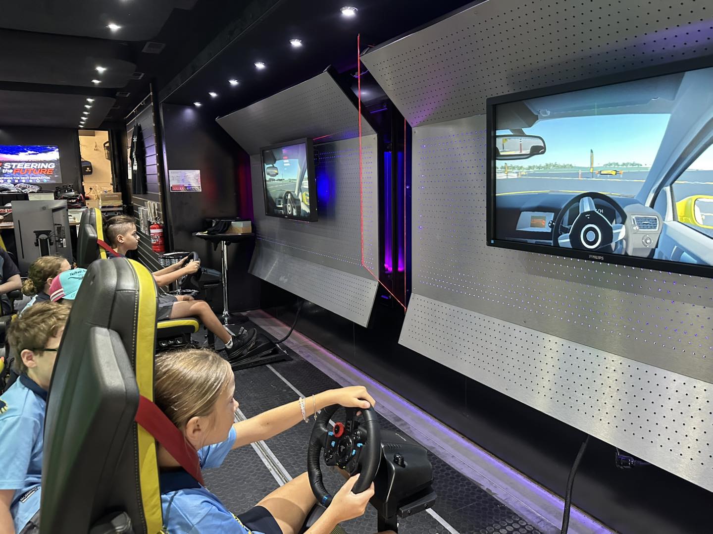 Students using simulator screens